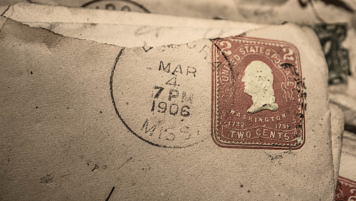 Old letter with 1906 postmark and a two cent stamp.
